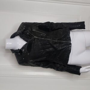 Free People Faux Leather Black Moto Jacket Size 4